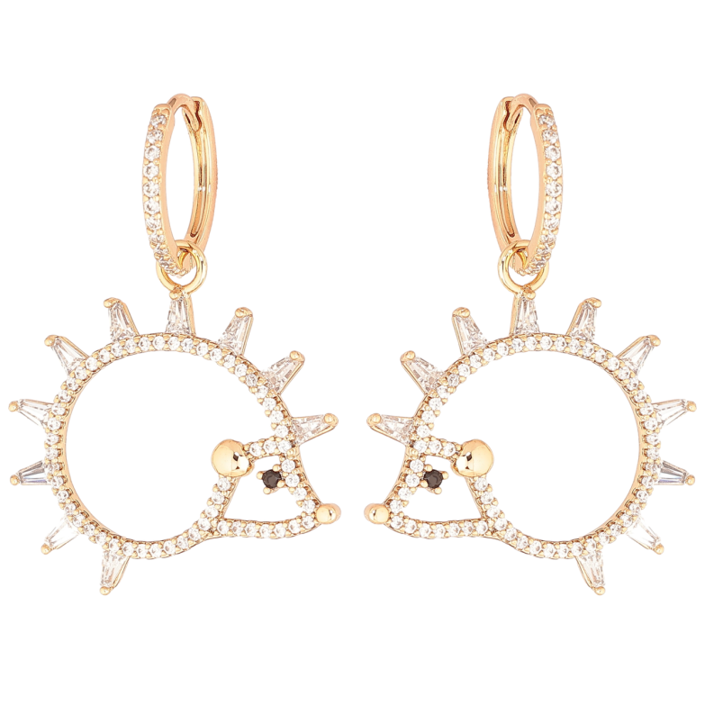 Сережки Xuping Позолота 18K підвіски на колечках «Їжачки» 2 в 1 фото №1 Сережки Xuping Позолота 18K підвіски на колечках «Їжачки» 2 в 1 фото №1