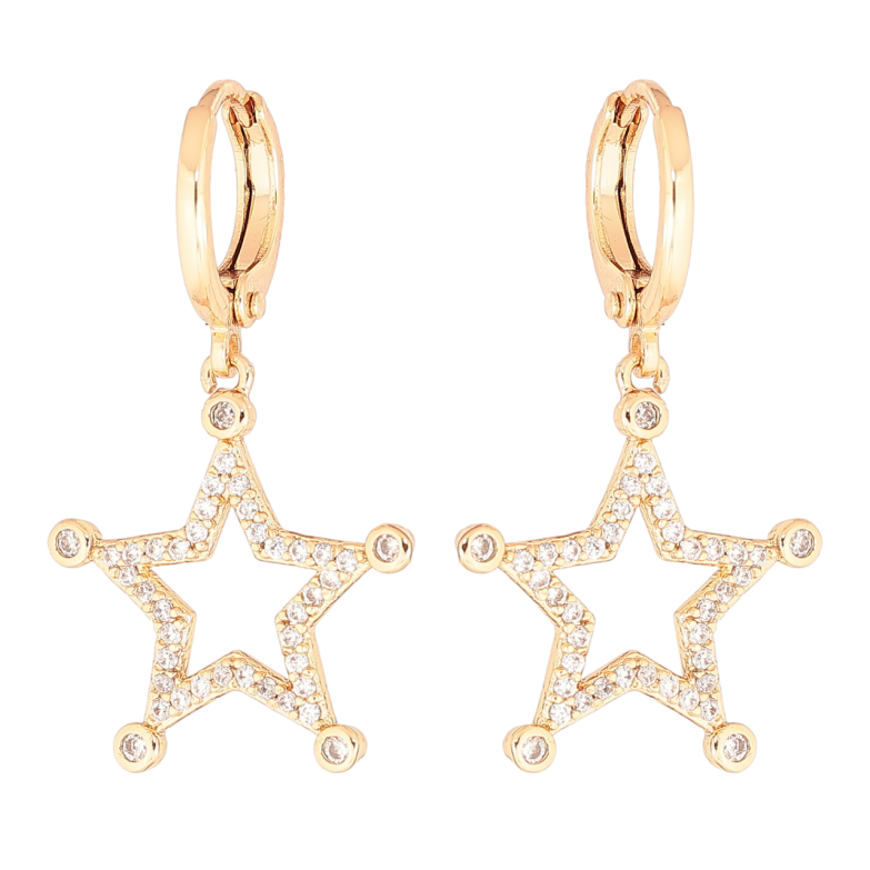 Сережки Xuping Позолота 18K підвіски на колечках «Зірки» фото №9 Сережки Xuping Позолота 18K підвіски на колечках «Зірки» фото №9