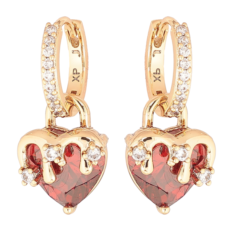 Сережки Xuping Позолота 18K підвіски на колечках «Червоні кришталеві сердечка» 2 в 1 фото №7 Сережки Xuping Позолота 18K підвіски на колечках «Червоні кришталеві сердечка» 2 в 1 фото №7
