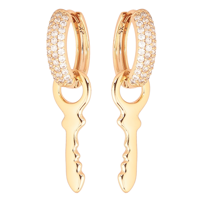 Серьги Xuping Позолота 18K подвески на колечках Ключики 2 в 1 фото №3