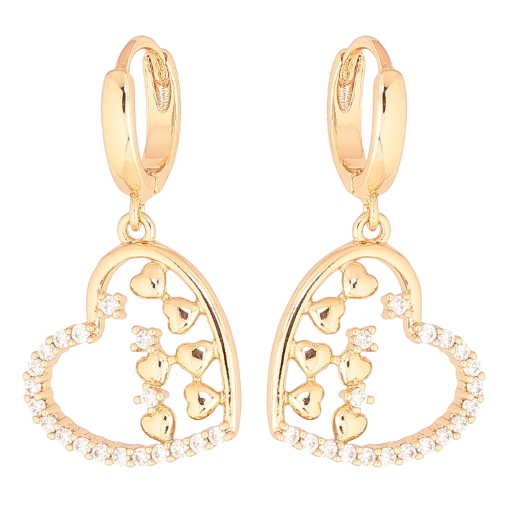 Сережки Xuping Позолота 18K підвіски на колечках «Сердечка» фото №11 Сережки Xuping Позолота 18K підвіски на колечках «Сердечка» фото №11