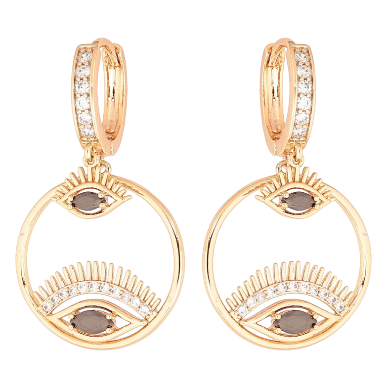 Серьги Xuping Позолота 18K подвески на колечках Глаза с черными кристаллами фото №16 Серьги Xuping Позолота 18K подвески на колечках Глаза с черными кристаллами фото №16