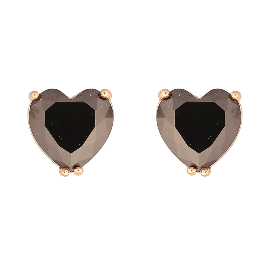 Серьги Xuping M&L Цвет 18K пусеты Черные кристальные сердечки 8х8мм фото №1