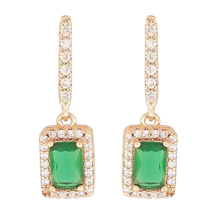 Серьги Xuping M&L Цвет 18K пусеты Кристальные подвески с зеленым кристаллом фото №13