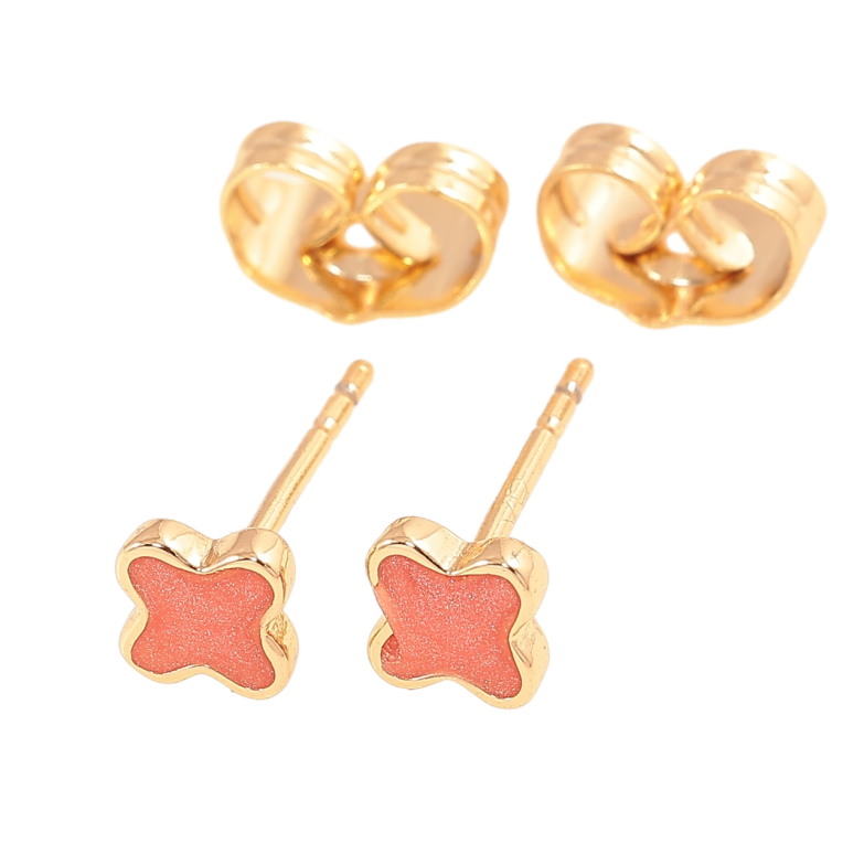 Сережки Xuping M&L Колір 18K пусети Візерунок з кораловою перламутровою емаллю» фото №19