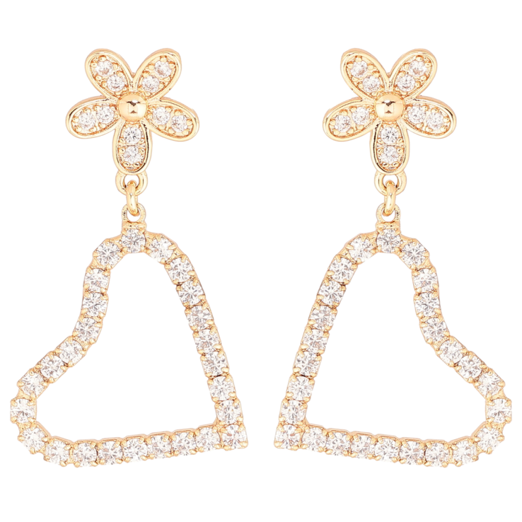 Серьги Xuping M&L Цвет 18K пусеты Цветочки с сердечками фото №10