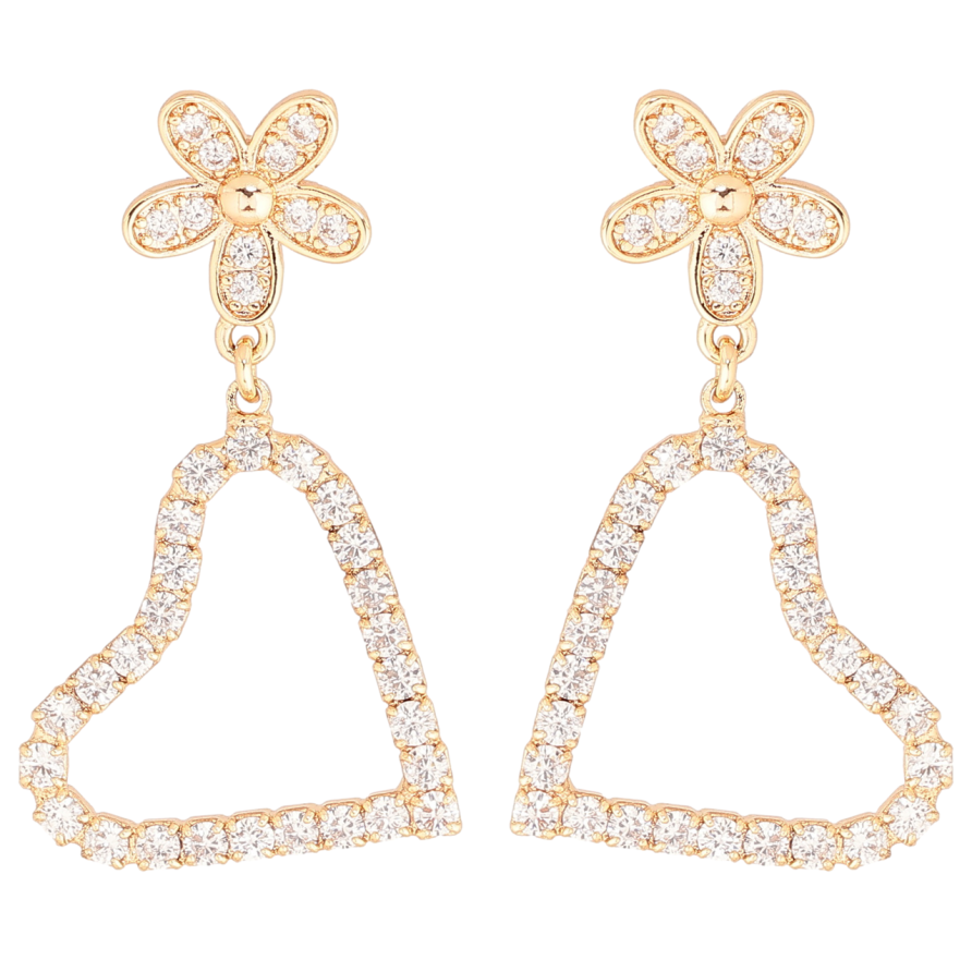 Серьги Xuping M&L Цвет 18K пусеты Цветочки с сердечками фото №1 Серьги Xuping M&L Цвет 18K пусеты Цветочки с сердечками фото №1