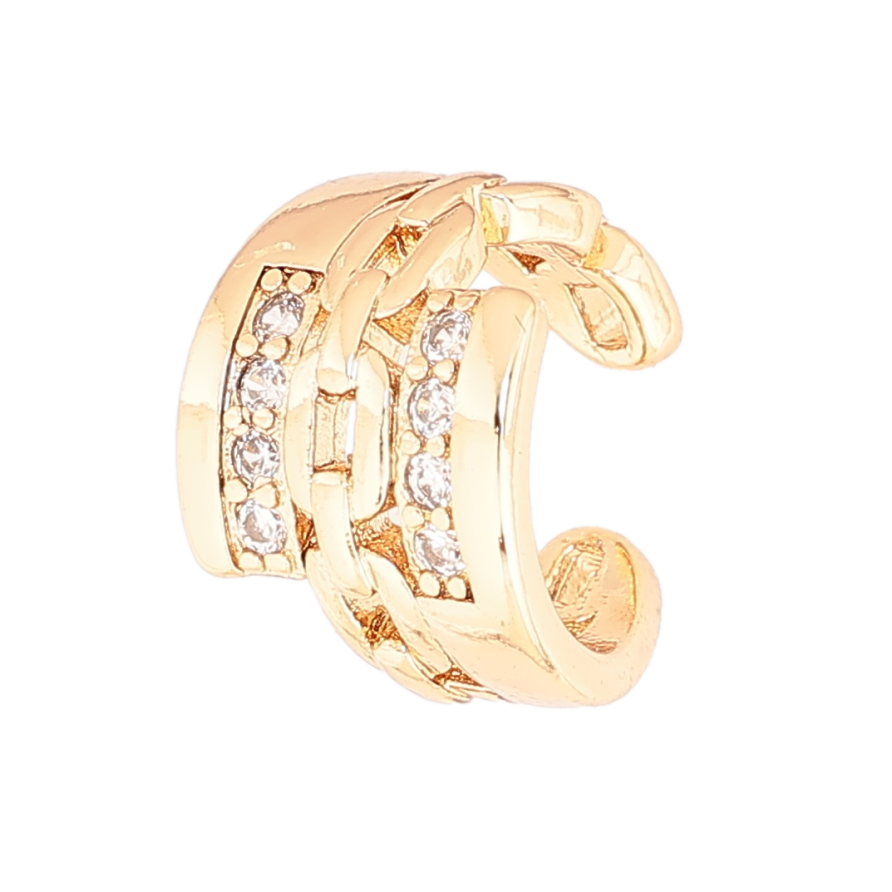 Серьги Xuping Позолота 18K моно-каффа Узор с кристаллами (1шт) фото №1 Серьги Xuping Позолота 18K моно-каффа Узор с кристаллами (1шт) фото №1