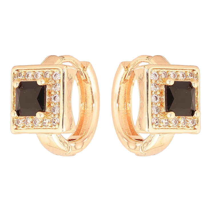 Серьги Xuping M&L Цвет 18K колечки Черный кристалл в обрамлении мелких кристалликов фото №8 Серьги Xuping M&L Цвет 18K колечки Черный кристалл в обрамлении мелких кристалликов фото №8