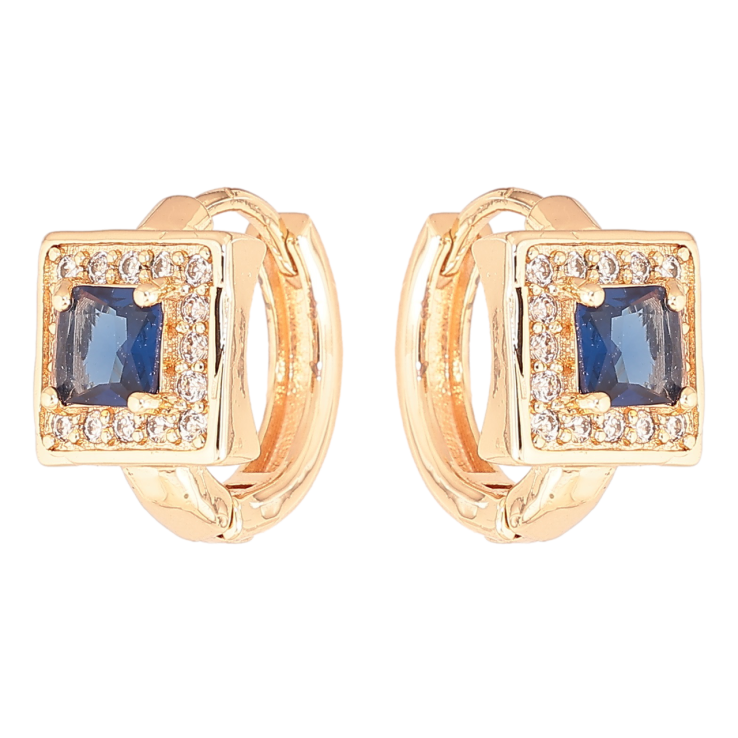 Серьги Xuping M&L Цвет 18K колечки Синий кристалл в обрамлении мелких кристалликов фото №2 Серьги Xuping M&L Цвет 18K колечки Синий кристалл в обрамлении мелких кристалликов фото №2