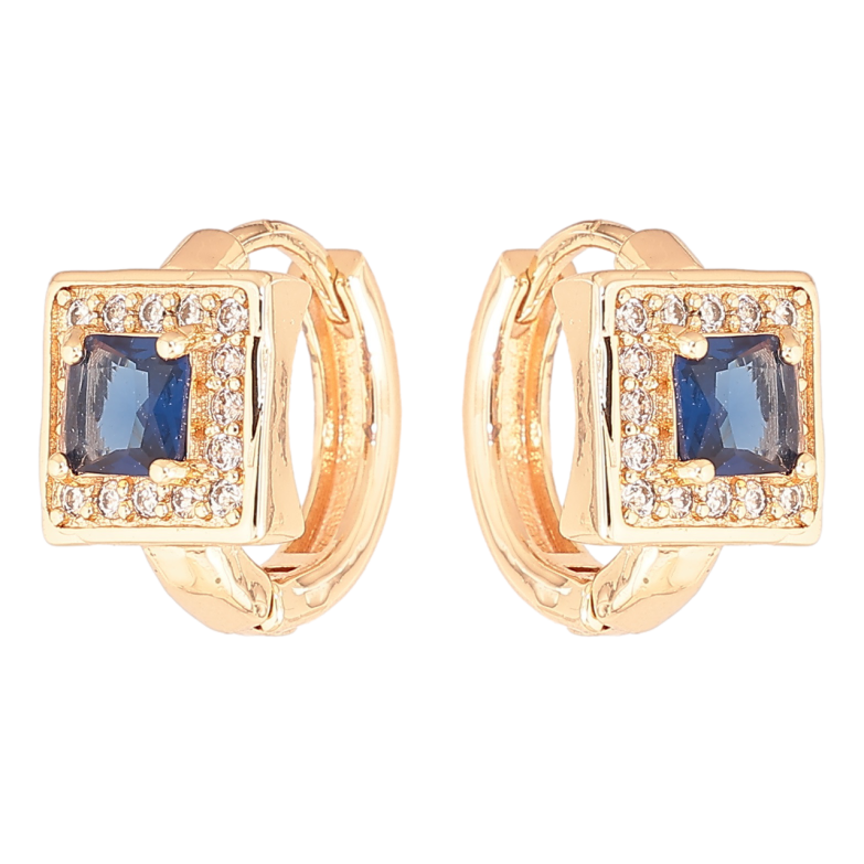 Сережки Xuping M&L Колір 18K колечка «Синій кристал в обрамленні дрібних кристаликів» фото №4