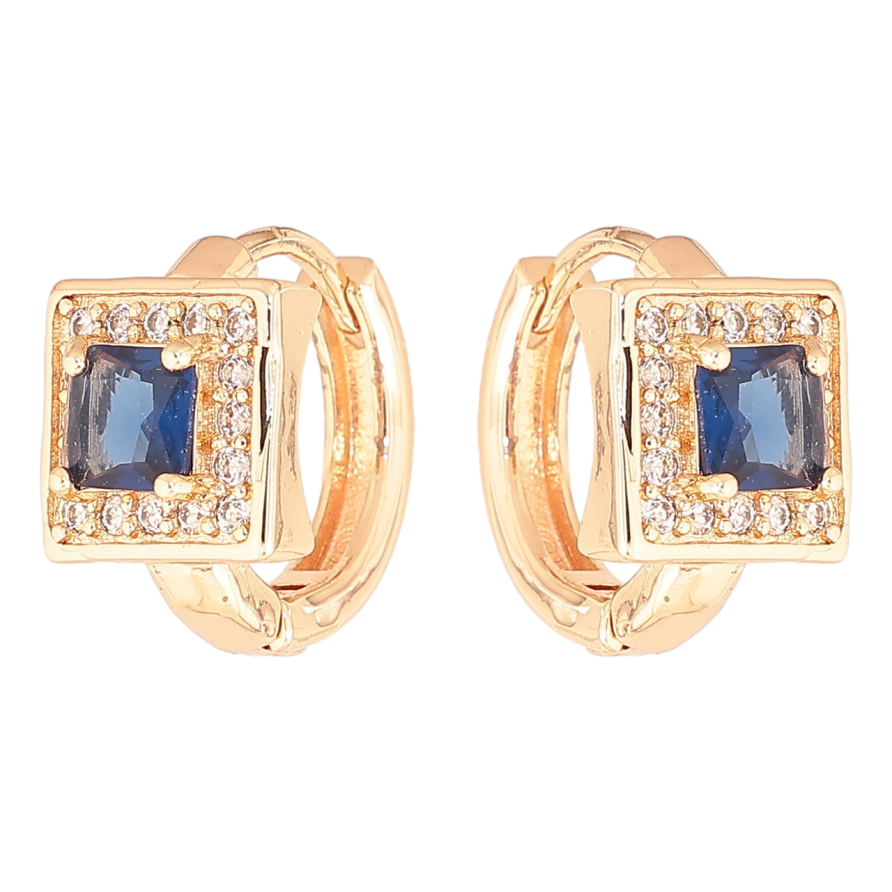 Сережки Xuping M&L Колір 18K колечка «Синій кристал в обрамленні дрібних кристаликів» фото №1