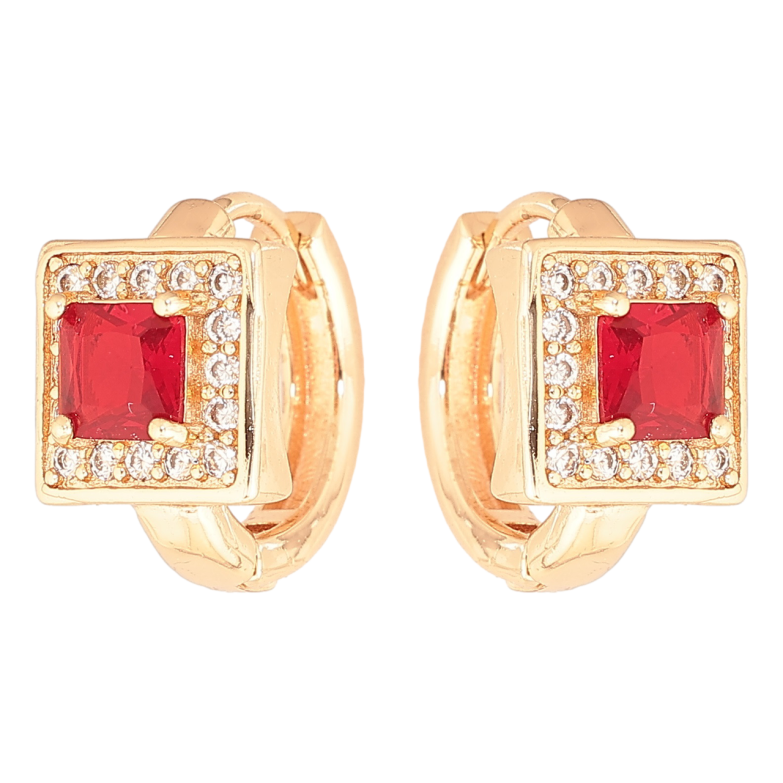 Сережки Xuping M&L Колір 18K колечка «Червоний кристал в обрамленні дрібних кристаликів» фото №6