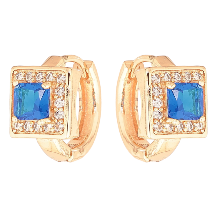 Серьги Xuping M&L Цвет 18K колечки Голубой кристалл в обрамлении мелких кристалликов фото №6 Серьги Xuping M&L Цвет 18K колечки Голубой кристалл в обрамлении мелких кристалликов фото №6