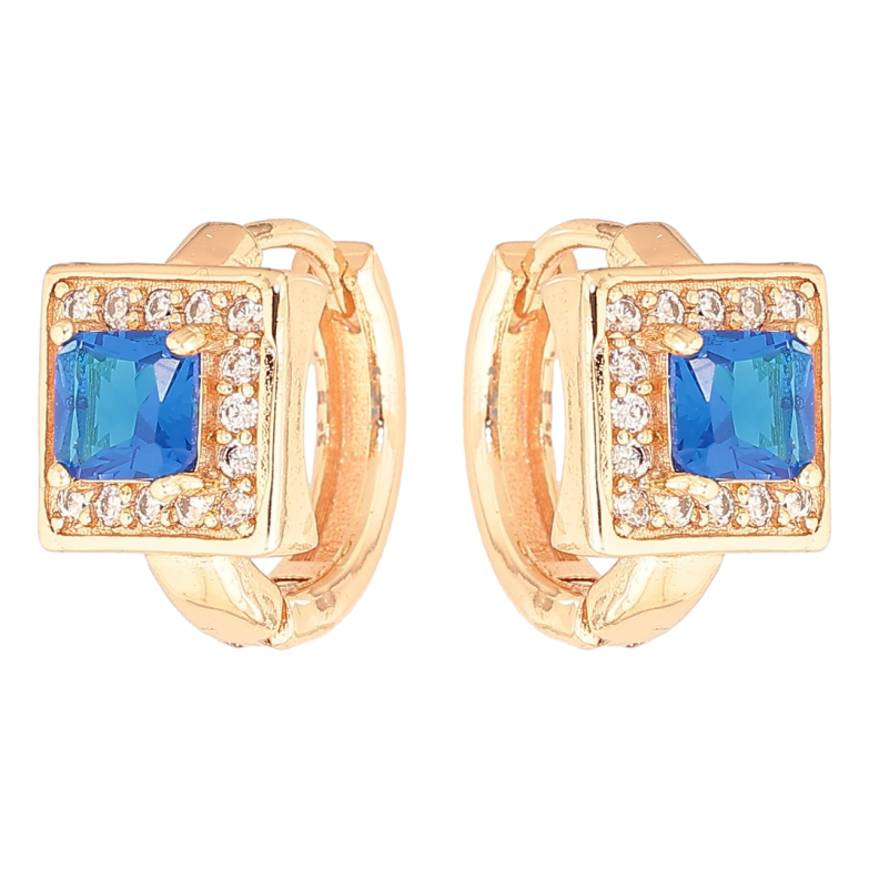 Сережки Xuping M&L Колір 18K колечка «Блакитний кристал в обрамленні дрібних кристаликів» фото №13 Сережки Xuping M&L Колір 18K колечка «Блакитний кристал в обрамленні дрібних кристаликів» фото №13