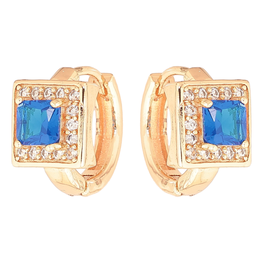 Серьги Xuping M&L Цвет 18K колечки Голубой кристалл в обрамлении мелких кристалликов фото №1 Серьги Xuping M&L Цвет 18K колечки Голубой кристалл в обрамлении мелких кристалликов фото №1