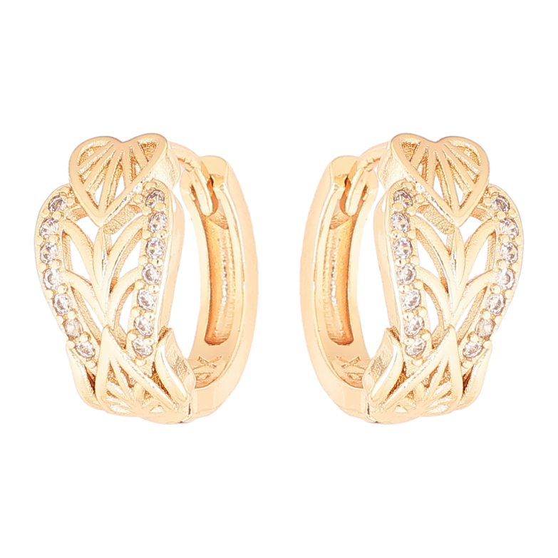 Сережки Xuping M&L Колір 18K колечка «Різьблений візерунок з кристалами» фото №1 Сережки Xuping M&L Колір 18K колечка «Різьблений візерунок з кристалами» фото №1