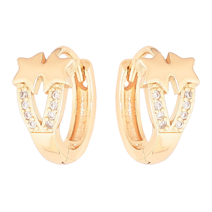 Серьги Xuping M&L Цвет 18K колечки Звезды с кристальными дорожками фото №6 Серьги Xuping M&L Цвет 18K колечки Звезды с кристальными дорожками фото №6