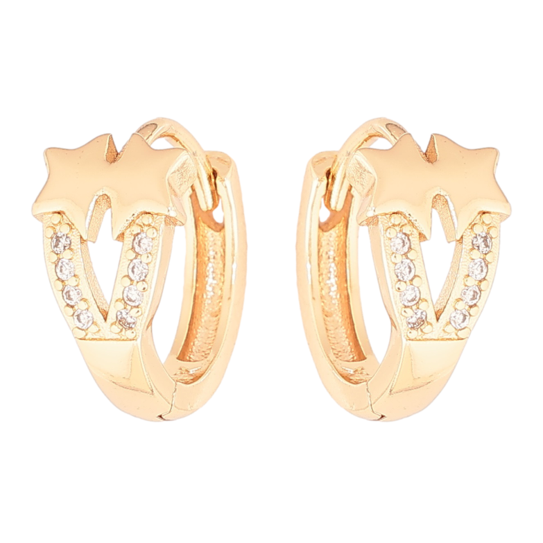 Серьги Xuping M&L Цвет 18K колечки Звезды с кристальными дорожками фото №1 Серьги Xuping M&L Цвет 18K колечки Звезды с кристальными дорожками фото №1