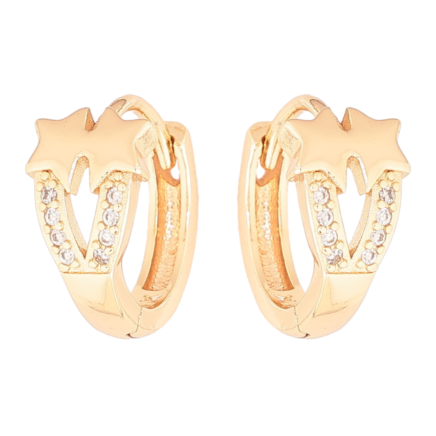 Сережки Xuping M&L Колір 18K колечка «Зірки з кришталевими доріжками» фото №1 Сережки Xuping M&L Колір 18K колечка «Зірки з кришталевими доріжками» фото №1