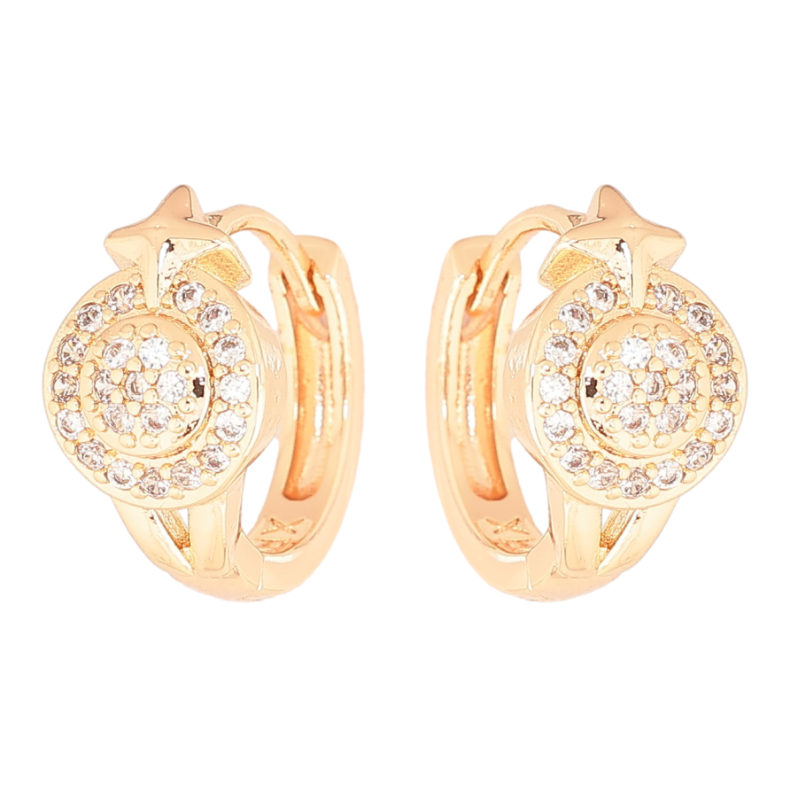 Серьги Xuping M&L Цвет 18K колечки Узор с кристаллами фото №1 Серьги Xuping M&L Цвет 18K колечки Узор с кристаллами фото №1