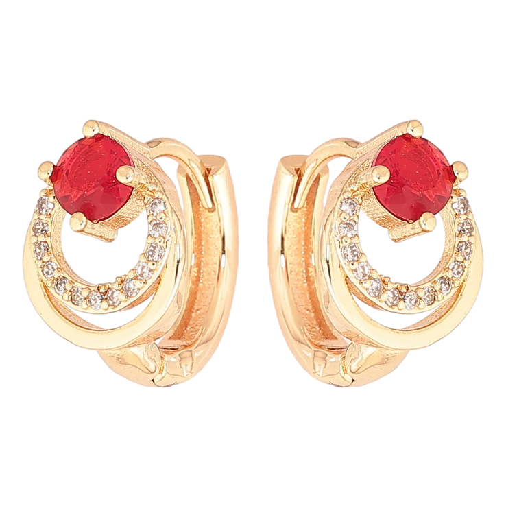 Серьги Xuping M&L Цвет 18K колечки Узор колечки с красными кристаллами фото №22 Серьги Xuping M&L Цвет 18K колечки Узор колечки с красными кристаллами фото №22