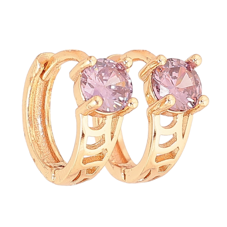 Серьги Xuping M&L Цвет 18K колечки Резной узор с сиреневыми кристаллами на одну сторону фото №8