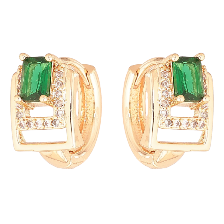 Сережки Xuping M&L Колір 18K колечка «Візерунок з зеленими кристалами» фото №6