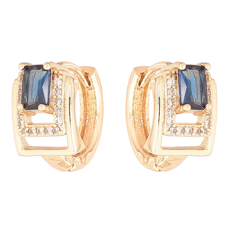 Серьги Xuping M&L Цвет 18K колечки Узор с синими кристаллами фото №3 Серьги Xuping M&L Цвет 18K колечки Узор с синими кристаллами фото №3
