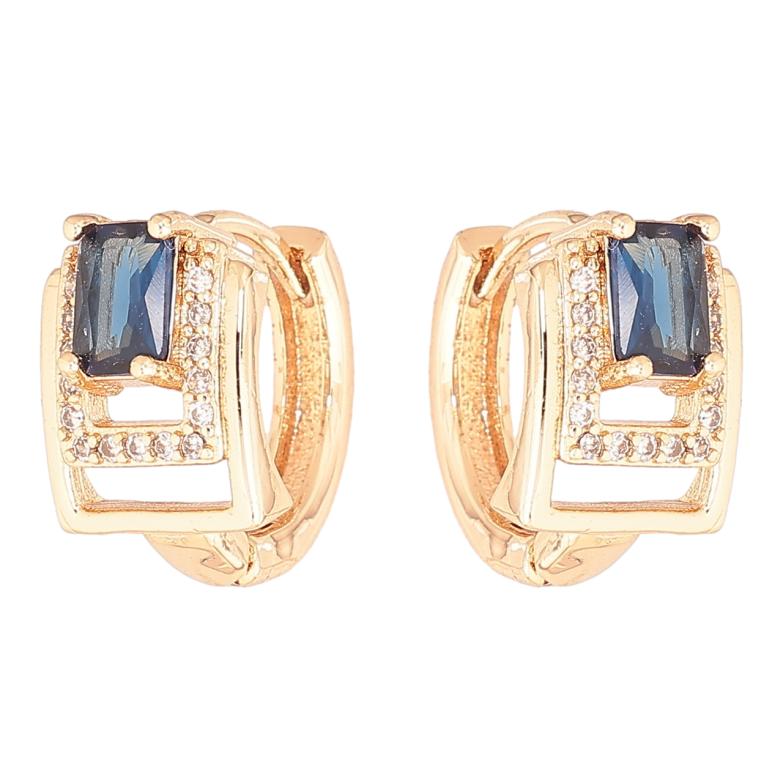 Серьги Xuping M&L Цвет 18K колечки Узор с синими кристаллами фото №10 Серьги Xuping M&L Цвет 18K колечки Узор с синими кристаллами фото №10