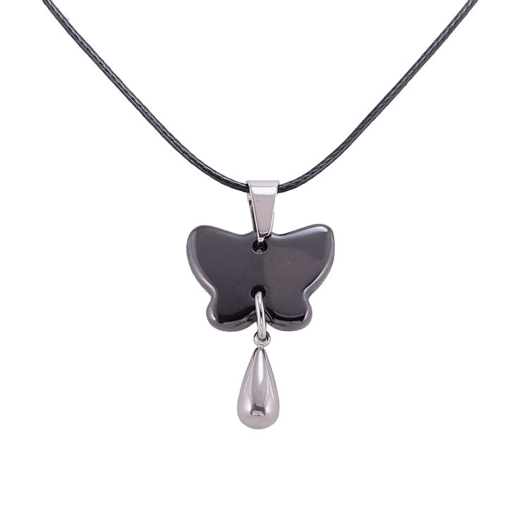 Подвеска на шнуре Xuping ТТМ Stainless Steel цвет Родий Керамическая бабочка длина 47-52см х 1мм фото №8