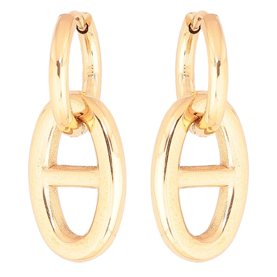 Сережки Xuping TTM Stainless Steel колір 18K підвіски на колечках «Овальні підвіски» 2 в 1 фото №1 Сережки Xuping TTM Stainless Steel колір 18K підвіски на колечках «Овальні підвіски» 2 в 1 фото №1