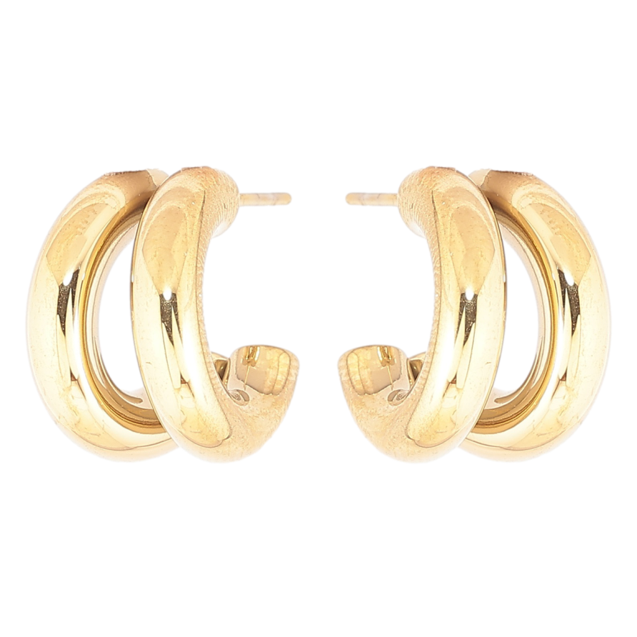Серьги Xuping TTM Stainless Steel цвет 14К пусеты Двойные дуги фото №1 Серьги Xuping TTM Stainless Steel цвет 14К пусеты Двойные дуги фото №1
