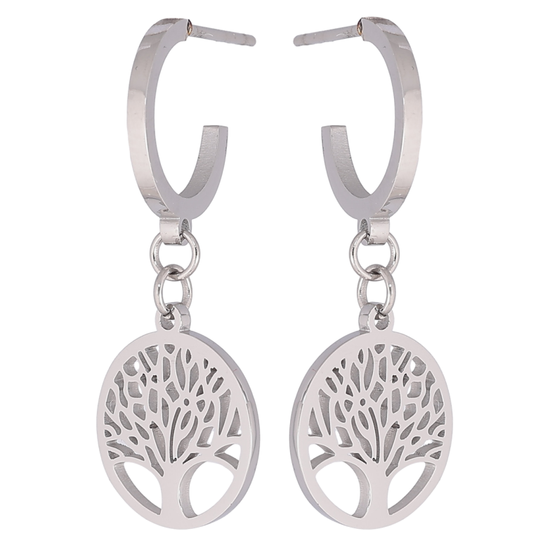 Сережки Xuping TTM Stainless Steel колір Родій пусети «Древо життя» фото №1 Сережки Xuping TTM Stainless Steel колір Родій пусети «Древо життя» фото №1