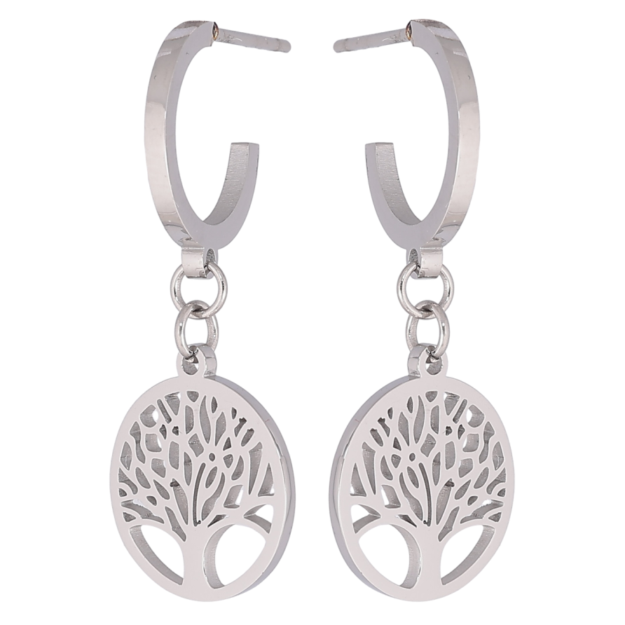 Сережки Xuping TTM Stainless Steel колір Родій пусети «Древо життя» фото №1 Сережки Xuping TTM Stainless Steel колір Родій пусети «Древо життя» фото №1
