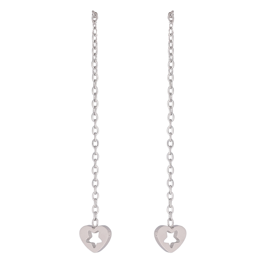 Сережки Xuping TTM Stainless Steel колір Родій пусети «Підвіски сердечка» фото №1 Сережки Xuping TTM Stainless Steel колір Родій пусети «Підвіски сердечка» фото №1