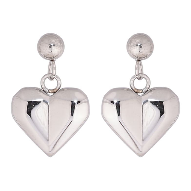 Сережки Xuping TTM Stainless Steel колір Родій пусети «Підвіски сердечка» фото №4