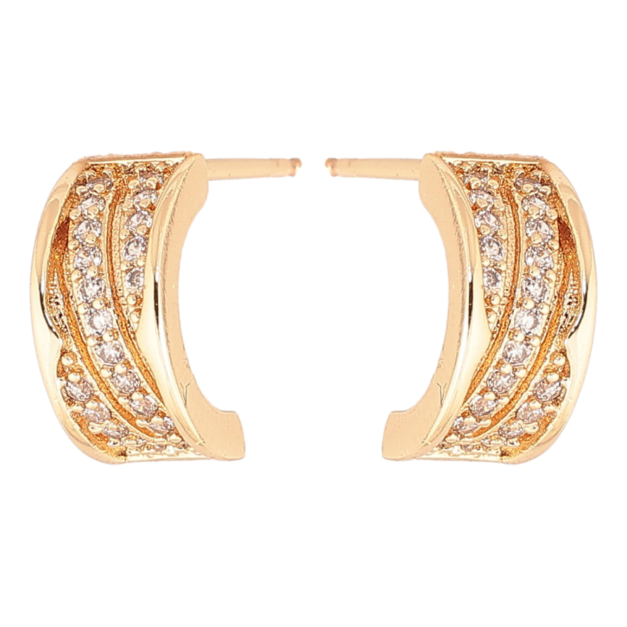 Серьги Xuping Позолота 18K пусеты Узор с кристальными дорожками фото №1 Серьги Xuping Позолота 18K пусеты Узор с кристальными дорожками фото №1