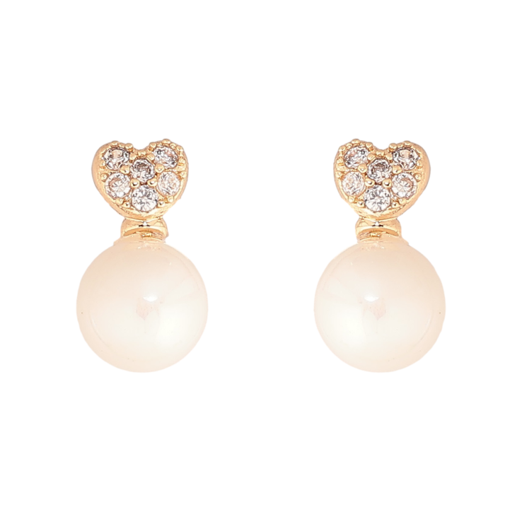 Серьги Xuping Позолота 18K пусеты Сердечки с жемчужинами фото №4