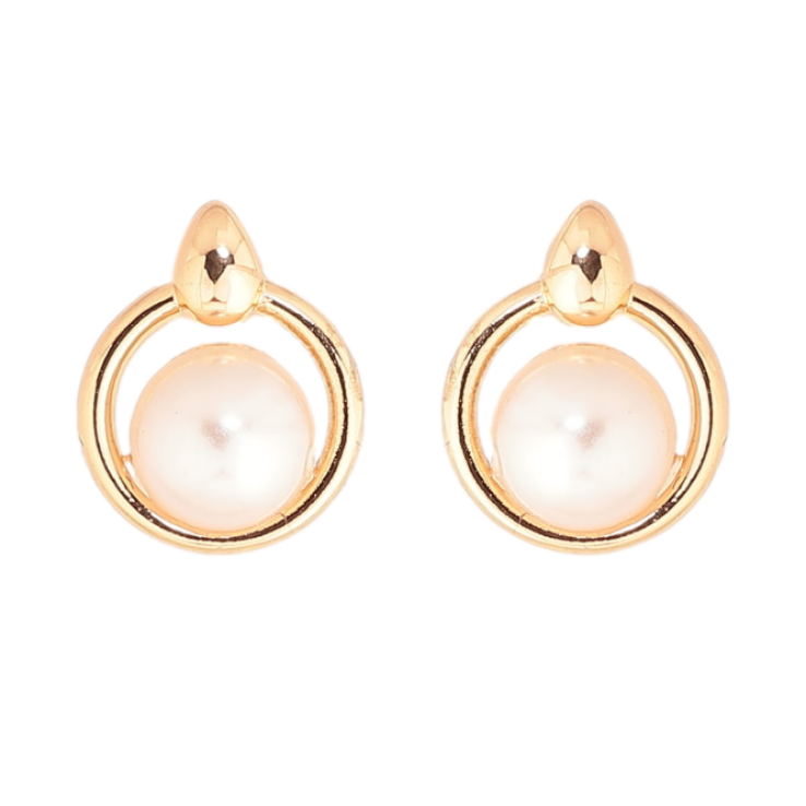Сережки Xuping Позолота 18K пусети «Перлини в колечках фото №1