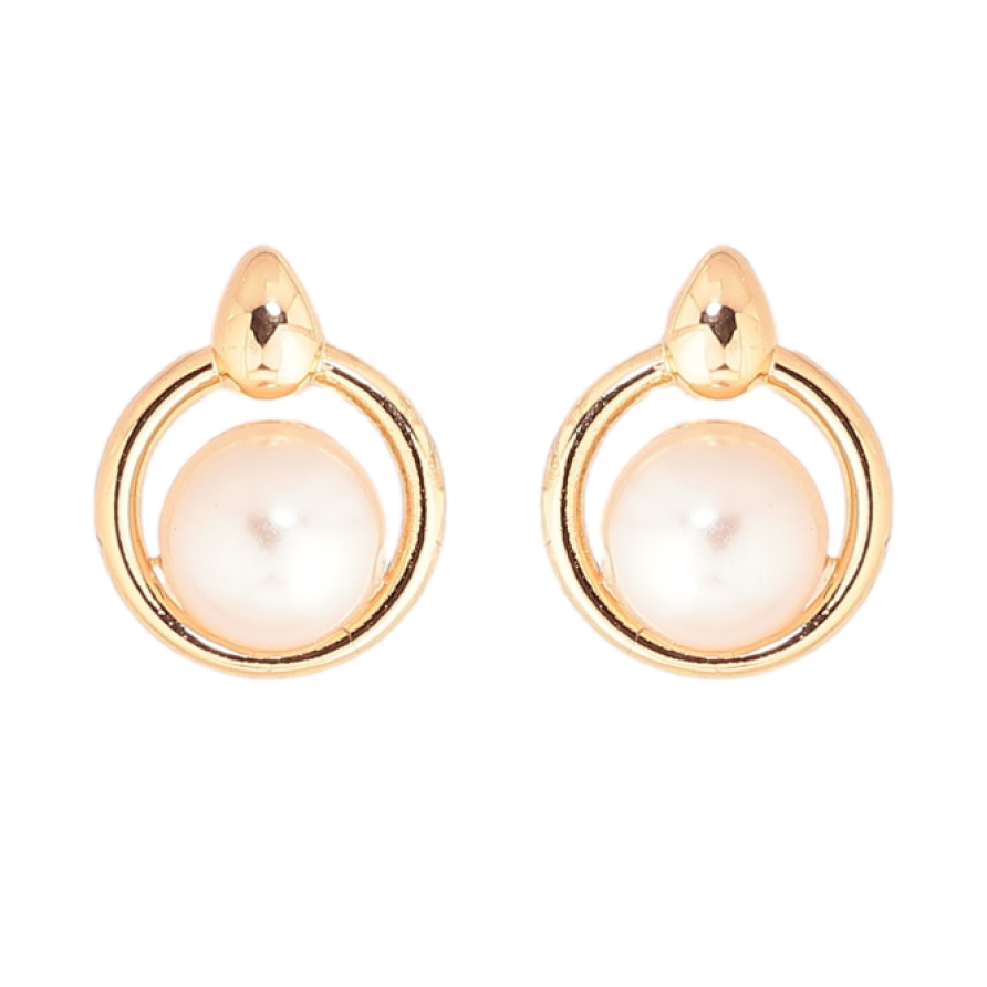 Сережки Xuping Позолота 18K пусети «Перлини в колечках фото №1
