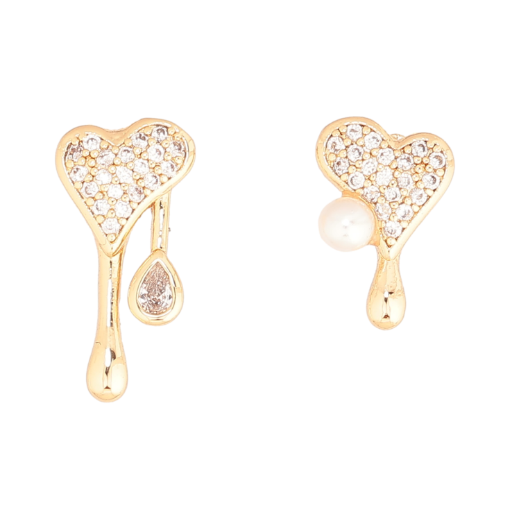 Сережки Xuping Позолота 18K пусети «Асиметричні сердечка фото №16