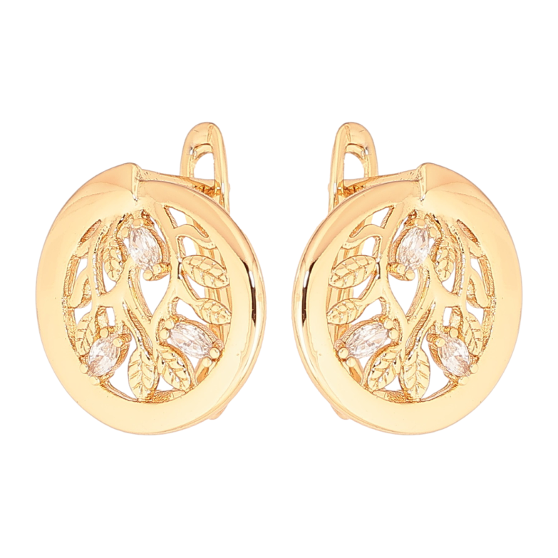 Серьги Xuping Позолота 18K английский замок Колечки с растительным узором фото №6