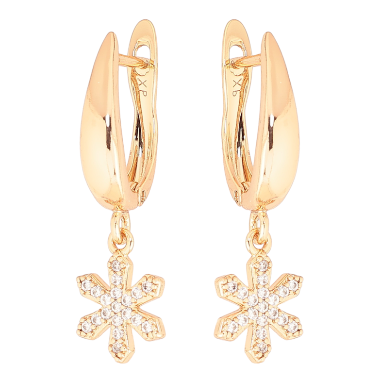 Сережки Xuping Позолота 18K англійський замок Сніжинки фото №13 Сережки Xuping Позолота 18K англійський замок Сніжинки фото №13