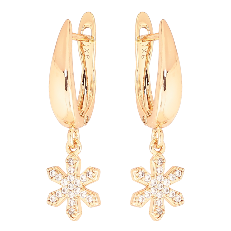 Сережки Xuping Позолота 18K англійський замок Сніжинки фото №1 Сережки Xuping Позолота 18K англійський замок Сніжинки фото №1