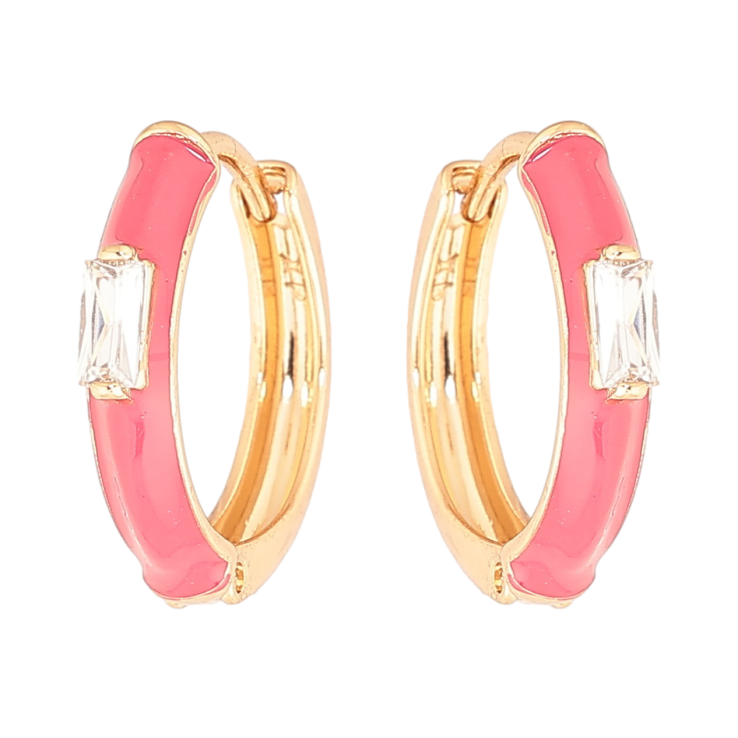 Серьги Xuping Позолота 18K колечки Покрытие розовой эмалью с вставкой кристалл фото №13 Серьги Xuping Позолота 18K колечки Покрытие розовой эмалью с вставкой кристалл фото №13
