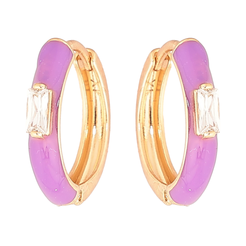 Сережки Xuping Позолота 18K колечка Покриття бузковою емаллю з вставкою кристал фото №12