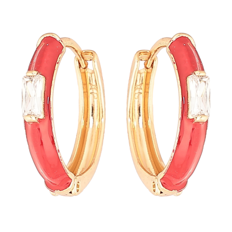Серьги Xuping Позолота 18K колечки Покрытие красной эмалью с вставкой кристалл фото №14 Серьги Xuping Позолота 18K колечки Покрытие красной эмалью с вставкой кристалл фото №14