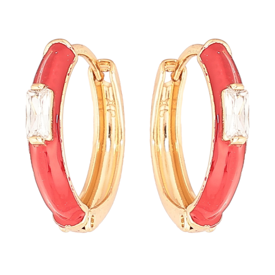 Серьги Xuping Позолота 18K колечки Покрытие красной эмалью с вставкой кристалл фото №1 Серьги Xuping Позолота 18K колечки Покрытие красной эмалью с вставкой кристалл фото №1