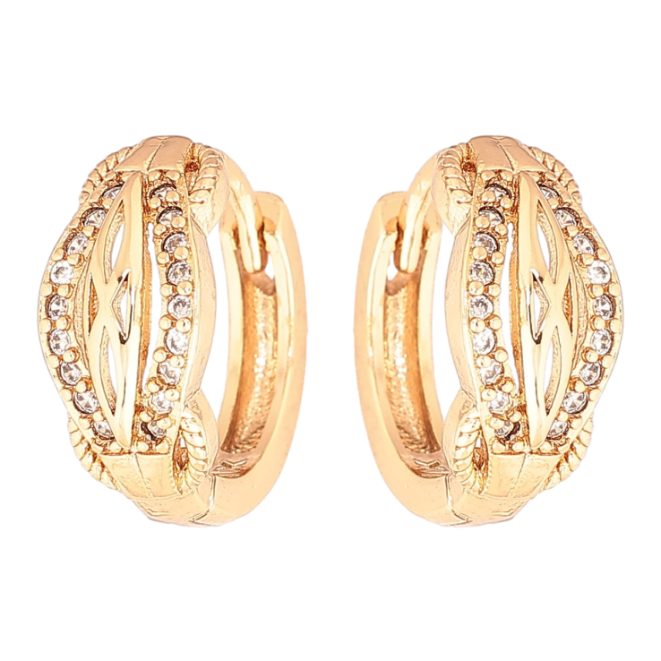 Серьги Xuping Позолота 18K колечки Декоративный узор с кристаллами фото №12 Серьги Xuping Позолота 18K колечки Декоративный узор с кристаллами фото №12